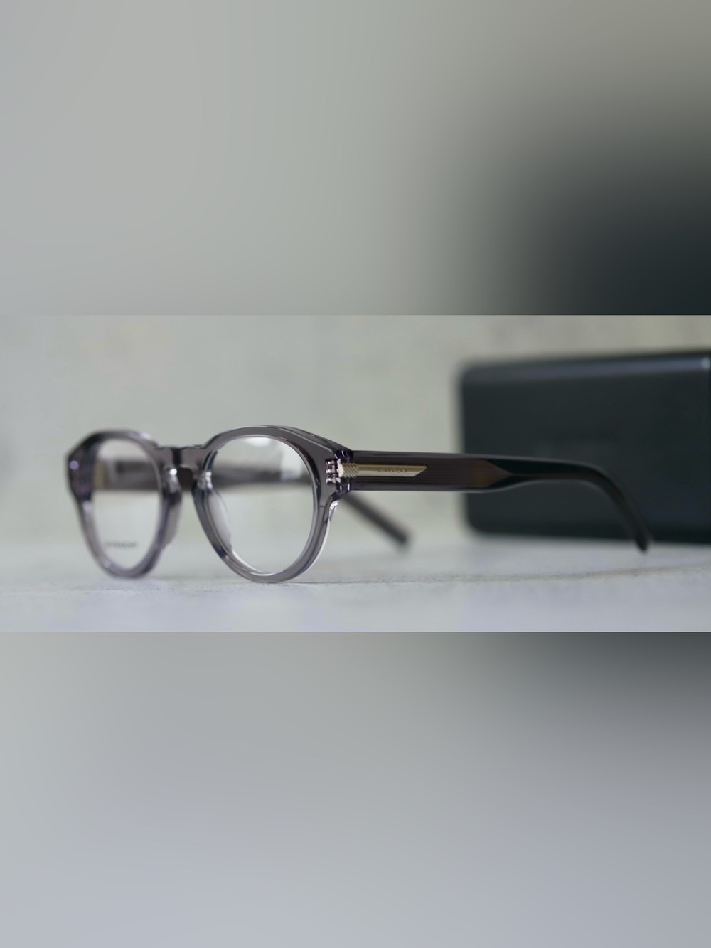 Givenchy Men’s Round Transparent Grey Glasses (NEW)